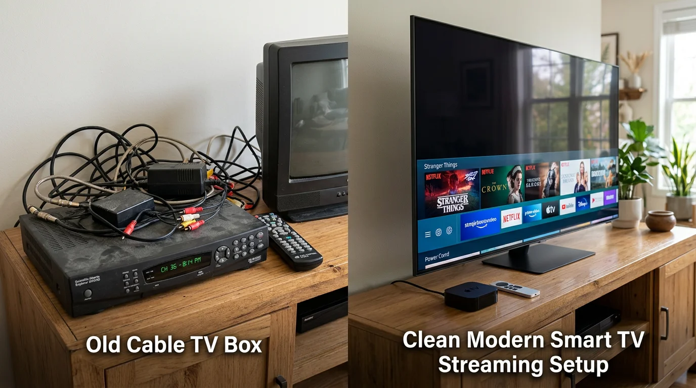 IPTV streaming vs cable TV comparison setup